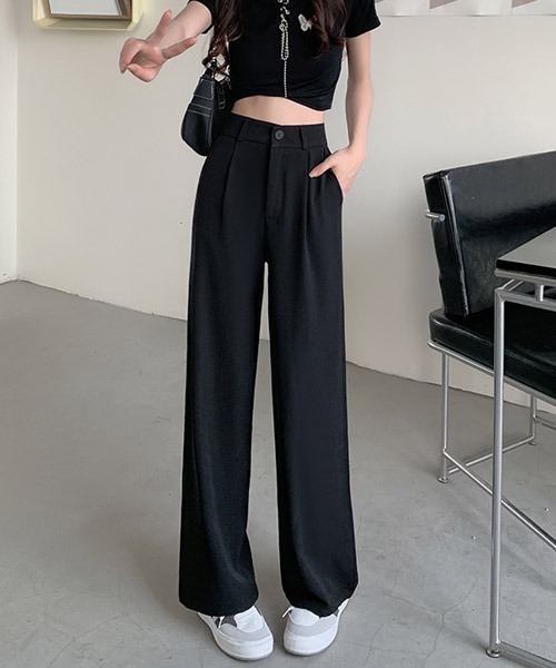 urge：（アージコロン ）の「【URGE：】ハイウエストストレートパンツ（スラックス・レディース・ブラック/ミント/ホワイト・LARGE/X-LARGE/MEDIUM/SMALL）」の3枚目の写真