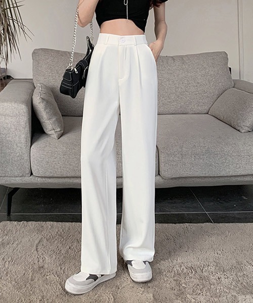 urge：（アージコロン ）の「【URGE：】ハイウエストストレートパンツ（スラックス・レディース・ブラック/ミント/ホワイト・LARGE/X-LARGE/MEDIUM/SMALL）」の4枚目の写真