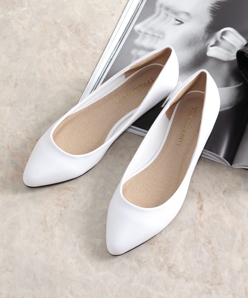 セール】ポインテッドトゥフラット走れる美脚パンプス（パンプス