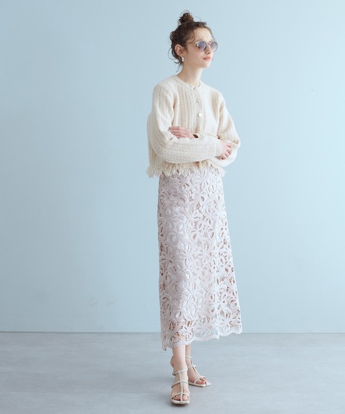 natural couture(ナチュラルクチュール)の「23SS新作/リボンモチーフケミカルレーススカート(スカート・レディース・ラベンダー/ピンクベージュ/ブラック・FREE)」の16枚目の写真