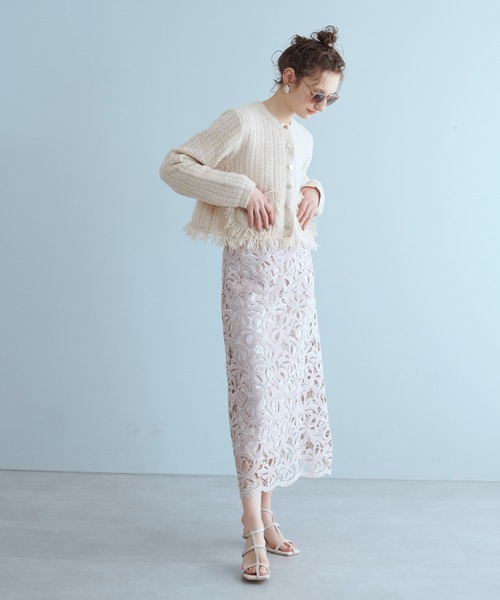 natural couture(ナチュラルクチュール)の「23SS新作/リボンモチーフケミカルレーススカート(スカート・レディース・ラベンダー/ピンクベージュ/ブラック・FREE)」の17枚目の写真