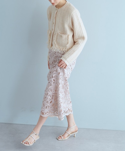 natural couture(ナチュラルクチュール)の「23SS新作/リボンモチーフケミカルレーススカート(スカート・レディース・ラベンダー/ピンクベージュ/ブラック・FREE)」の14枚目の写真