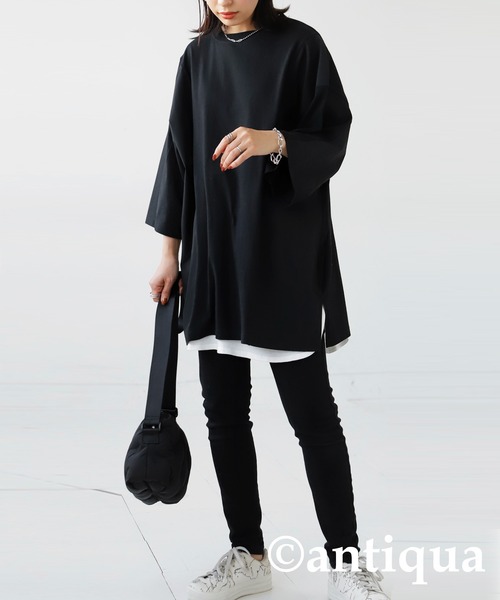 素敵☆ プリーツ スカーフ切り替え シンプル 半袖 Tシャツ ttopd010-1.jpg