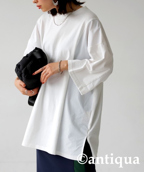 antiqua（アンティカ）の「異素材切り替えＴシャツ（Tシャツ/カットソー・レディース・ブラック/ホワイト/スミクロ・FREE）」の15枚目の写真