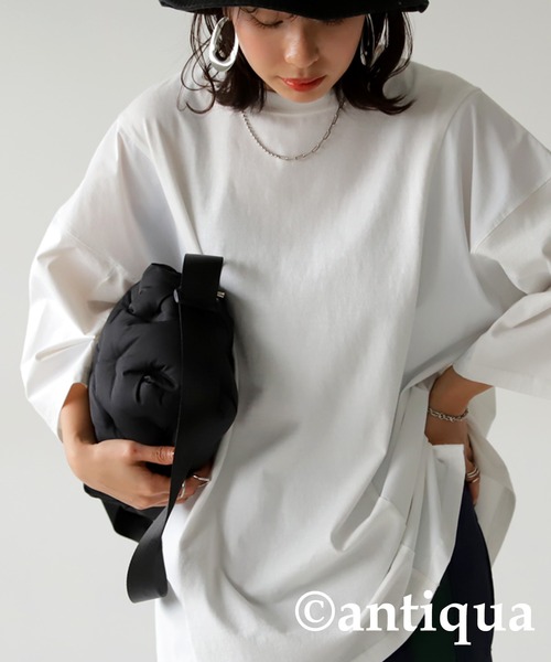 antiqua（アンティカ）の「異素材切り替えＴシャツ（Tシャツ/カットソー・レディース・ブラック/ホワイト/スミクロ・FREE）」の7枚目の写真