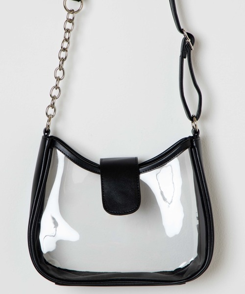 WEGO（ウィゴー）の「WEGO/チェーンMIXクリアショルダーバッグ（ショルダーバッグ・レディース・ホワイト/ブラック・FREE）」の4枚目の写真