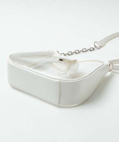 WEGO（ウィゴー）の「WEGO/チェーンMIXクリアショルダーバッグ（ショルダーバッグ・レディース・ホワイト/ブラック・FREE）」の3枚目の写真