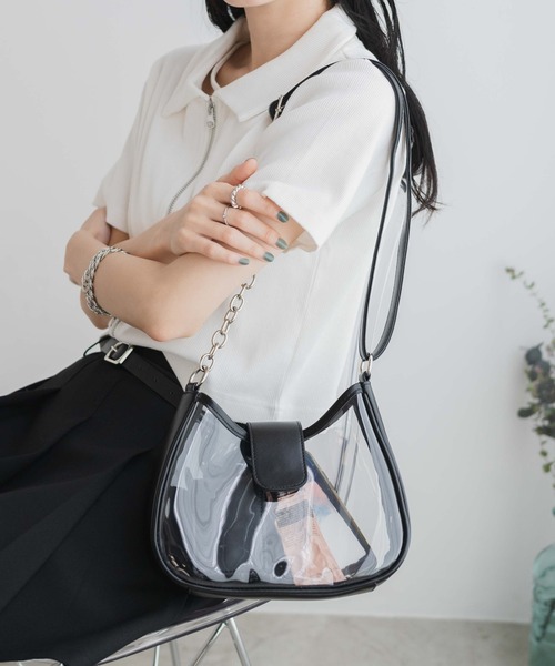 WEGO（ウィゴー）の「WEGO/チェーンMIXクリアショルダーバッグ（ショルダーバッグ・レディース・ホワイト/ブラック・FREE）」の11枚目の写真