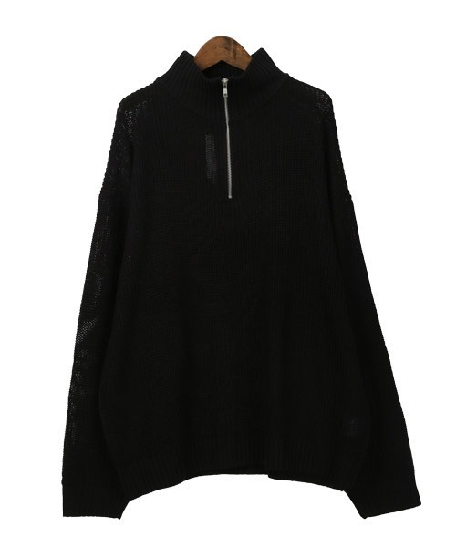 LUXSTYLE(ラグスタイル)の「畦編みハーフZIPニット(ニット/セーター・メンズ・グリーン/ホワイト・M/L)」の10枚目の写真