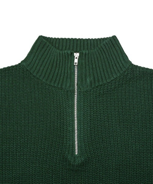 LUXSTYLE(ラグスタイル)の「畦編みハーフZIPニット(ニット/セーター・メンズ・グリーン/ホワイト・M/L)」の14枚目の写真