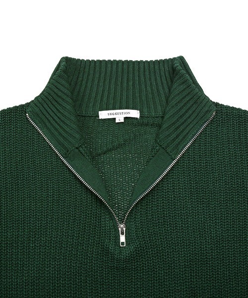LUXSTYLE(ラグスタイル)の「畦編みハーフZIPニット(ニット/セーター・メンズ・グリーン/ホワイト・M/L)」の15枚目の写真