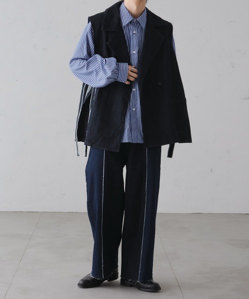 epnok（エプノック）の「フリンジコードデニムジレベスト（ベスト・メンズ・ブラック/インディゴブルー・SMALL/MEDIUM/LARGE）」の7枚目の写真