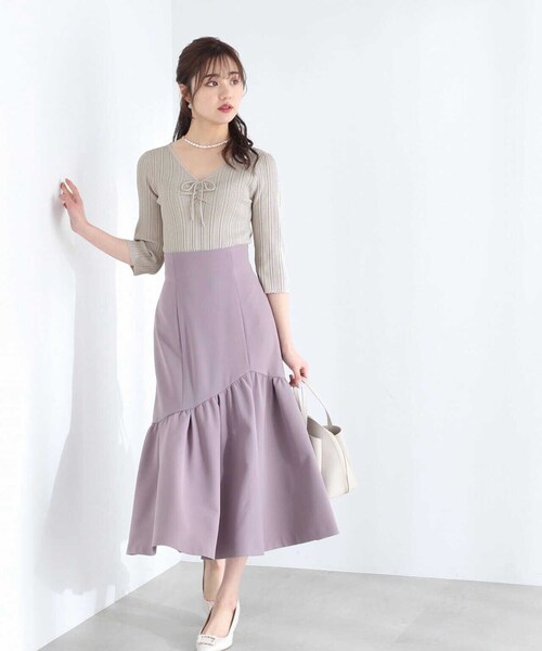 PROPORTION BODY DRESSING(プロポーションボディドレッシング)の「フロントリボンニット / 1213170409(ニット/セーター・レディース・ネイビー/グレー/ライトグリーン・FREE)」の7枚目の写真