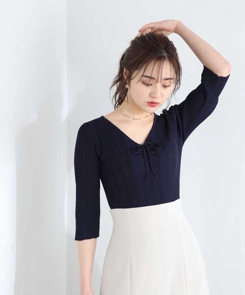 PROPORTION BODY DRESSING(プロポーションボディドレッシング)の「フロントリボンニット / 1213170409(ニット/セーター・レディース・ネイビー/グレー/ライトグリーン・FREE)」の11枚目の写真