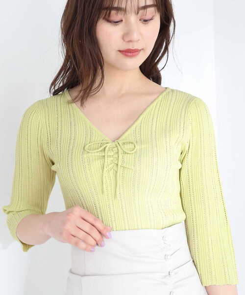 PROPORTION BODY DRESSING(プロポーションボディドレッシング)の「フロントリボンニット / 1213170409(ニット/セーター・レディース・ネイビー/グレー/ライトグリーン・FREE)」の21枚目の写真