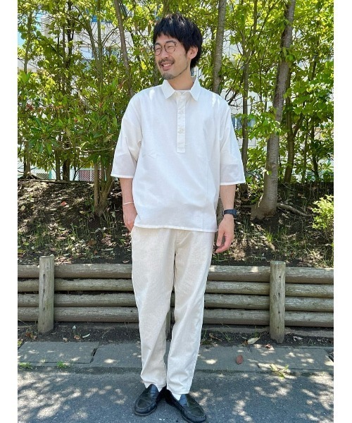 BACK NUMBER（バックナンバー）の「【BACK NUMBER】サラサラリネン混プルオーバー（シャツ/ブラウス・メンズ・ホワイト/ネイビー・XL/M/L）」の13枚目の写真