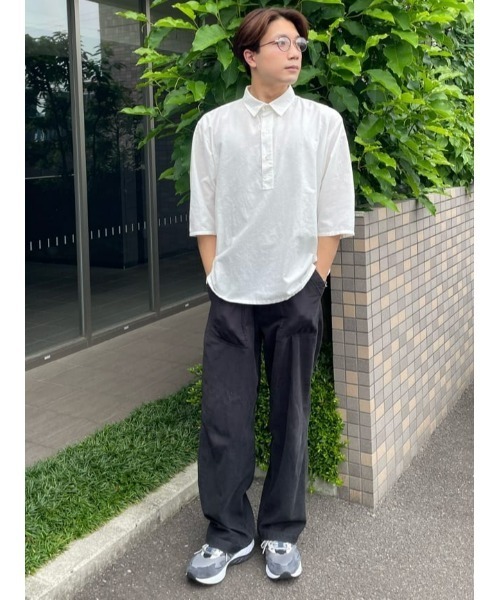 BACK NUMBER（バックナンバー）の「【BACK NUMBER】サラサラリネン混プルオーバー（シャツ/ブラウス・メンズ・ホワイト/ネイビー・XL/M/L）」の16枚目の写真