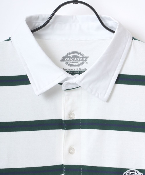 Dickies(ディッキーズ)の「Dickies/ディッキーズ オーバーサイズ ミニロゴワッペン ワンポイント刺繍 マルチボーダー 半袖ラガーシャツ/レディース メンズ(ポロシャツ・メンズ・グリーン/ホワイト/ネイビー/スミクロ・M/L/XL)」の10枚目の写真
