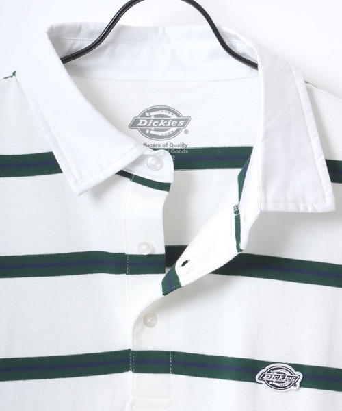 Dickies(ディッキーズ)の「Dickies/ディッキーズ オーバーサイズ ミニロゴワッペン ワンポイント刺繍 マルチボーダー 半袖ラガーシャツ/レディース メンズ(ポロシャツ・メンズ・グリーン/ホワイト/ネイビー/スミクロ・M/L/XL)」の11枚目の写真