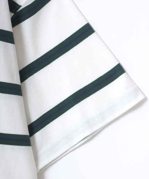 Dickies(ディッキーズ)の「Dickies/ディッキーズ オーバーサイズ ミニロゴワッペン ワンポイント刺繍 マルチボーダー 半袖ラガーシャツ/レディース メンズ(ポロシャツ・メンズ・グリーン/ホワイト/ネイビー/スミクロ・M/L/XL)」の13枚目の写真