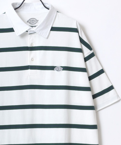 Dickies(ディッキーズ)の「Dickies/ディッキーズ オーバーサイズ ミニロゴワッペン ワンポイント刺繍 マルチボーダー 半袖ラガーシャツ/レディース メンズ(ポロシャツ・メンズ・グリーン/ホワイト/ネイビー/スミクロ・M/L/XL)」の16枚目の写真