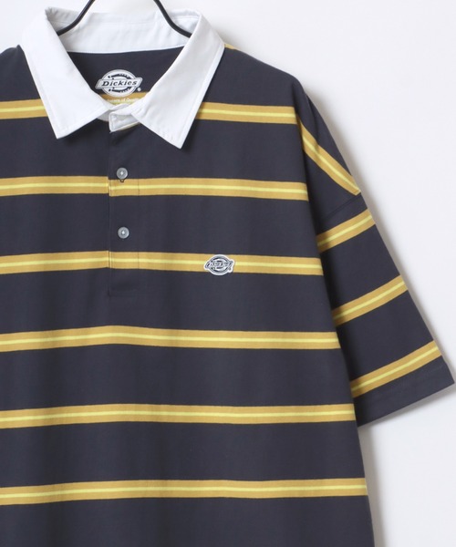 Dickies(ディッキーズ)の「Dickies/ディッキーズ オーバーサイズ ミニロゴワッペン ワンポイント刺繍 マルチボーダー 半袖ラガーシャツ/レディース メンズ(ポロシャツ・メンズ・グリーン/ホワイト/ネイビー/スミクロ・M/L/XL)」の17枚目の写真