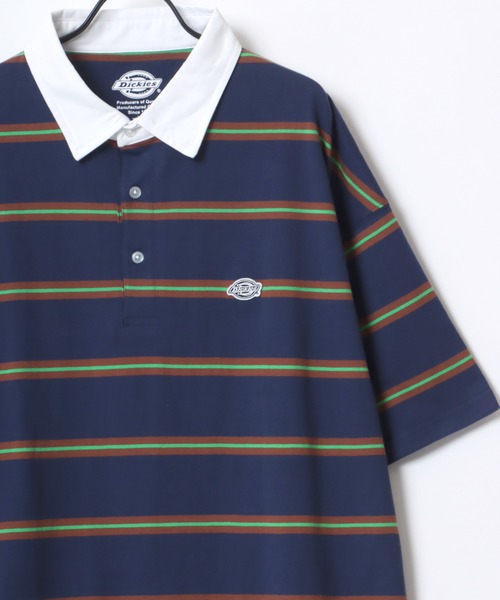 Dickies(ディッキーズ)の「Dickies/ディッキーズ オーバーサイズ ミニロゴワッペン ワンポイント刺繍 マルチボーダー 半袖ラガーシャツ/レディース メンズ(ポロシャツ・メンズ・グリーン/ホワイト/ネイビー/スミクロ・M/L/XL)」の19枚目の写真