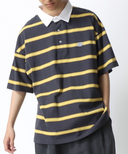 Dickies(ディッキーズ)の「Dickies/ディッキーズ オーバーサイズ ミニロゴワッペン ワンポイント刺繍 マルチボーダー 半袖ラガーシャツ/レディース メンズ(ポロシャツ・メンズ・グリーン/ホワイト/ネイビー/スミクロ・M/L/XL)」の21枚目の写真