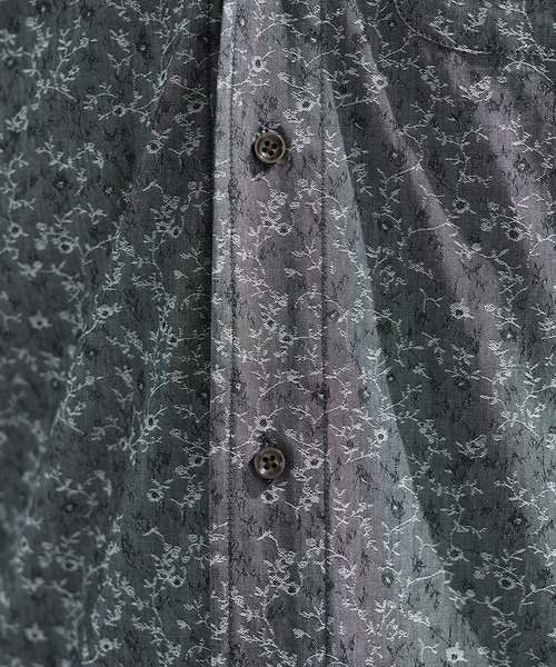 UNION STATION（ユニオンステーション）の「小花柄ジャガード七分袖カッタウェイカラーシャツ（シャツ/ブラウス・メンズ・ブラック/ベージュ/ネイビー・M/L/LL）」の12枚目の写真