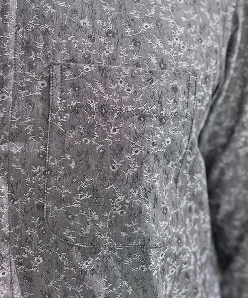 UNION STATION（ユニオンステーション）の「小花柄ジャガード七分袖カッタウェイカラーシャツ（シャツ/ブラウス・メンズ・ブラック/ベージュ/ネイビー・M/L/LL）」の21枚目の写真