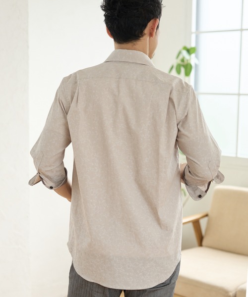 UNION STATION（ユニオンステーション）の「小花柄ジャガード七分袖カッタウェイカラーシャツ（シャツ/ブラウス・メンズ・ブラック/ベージュ/ネイビー・M/L/LL）」の18枚目の写真