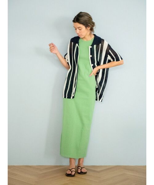 Ungrid（アングリッド）の「メッシュ編みストライプニットカーデ（カーディガン/ボレロ・レディース・ネイビー/レッド・FREE）」の7枚目の写真