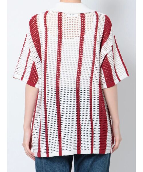 Ungrid（アングリッド）の「メッシュ編みストライプニットカーデ（カーディガン/ボレロ・レディース・ネイビー/レッド・FREE）」の14枚目の写真