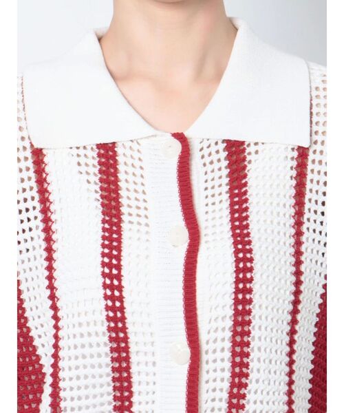 Ungrid（アングリッド）の「メッシュ編みストライプニットカーデ（カーディガン/ボレロ・レディース・ネイビー/レッド・FREE）」の15枚目の写真