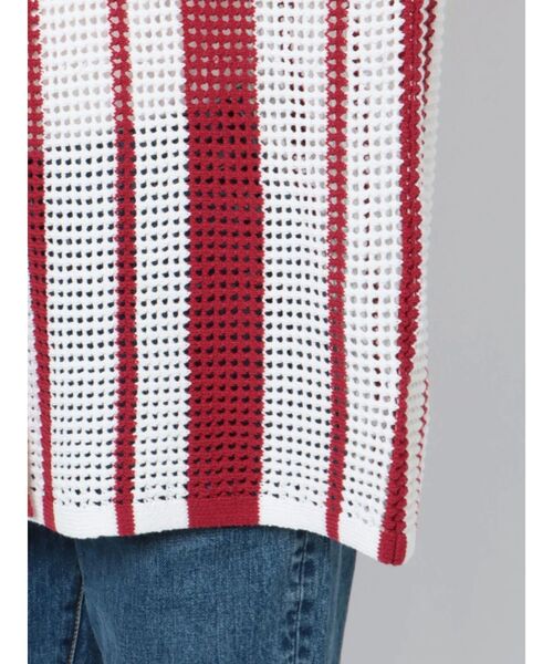 Ungrid（アングリッド）の「メッシュ編みストライプニットカーデ（カーディガン/ボレロ・レディース・ネイビー/レッド・FREE）」の17枚目の写真