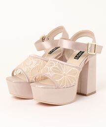 【厚底】チャンキーヒール　刺繍シアーサンダル　478