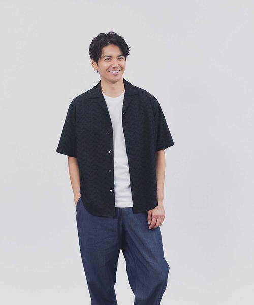 BACK NUMBER(バックナンバー)の「BACK NUMBER(バックナンバー)エンブロイダリー半袖シャツ(シャツ/ブラウス・メンズ・ブラック/ホワイト・XL/M/L)」の2枚目の写真