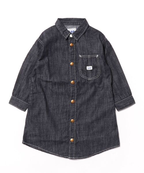Lee（リー）の「Lee/リー【110cm～150㎝】カバーオールワンピース 軽アウター（シャツワンピース・キッズ・ストライプ/インディゴブルー・140/130/150/110/120）」の13枚目の写真