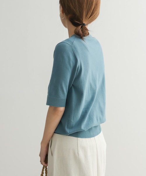 URBAN RESEARCH DOORS(アーバンリサーチドアーズ)の「ハイツイストコットンハーフスリーブKNIT(ニット/セーター・レディース・ブラック/グリーン/ブルー・MEDIUM)」の6枚目の写真