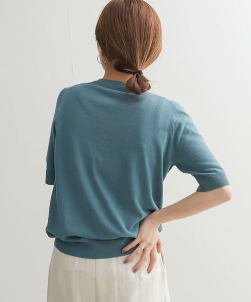 URBAN RESEARCH DOORS(アーバンリサーチドアーズ)の「ハイツイストコットンハーフスリーブKNIT(ニット/セーター・レディース・ブラック/グリーン/ブルー・MEDIUM)」の7枚目の写真