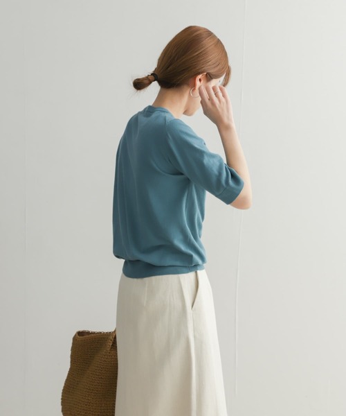 URBAN RESEARCH DOORS(アーバンリサーチドアーズ)の「ハイツイストコットンハーフスリーブKNIT(ニット/セーター・レディース・ブラック/グリーン/ブルー・MEDIUM)」の10枚目の写真