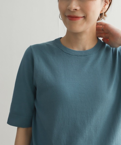 URBAN RESEARCH DOORS(アーバンリサーチドアーズ)の「ハイツイストコットンハーフスリーブKNIT(ニット/セーター・レディース・ブラック/グリーン/ブルー・MEDIUM)」の11枚目の写真