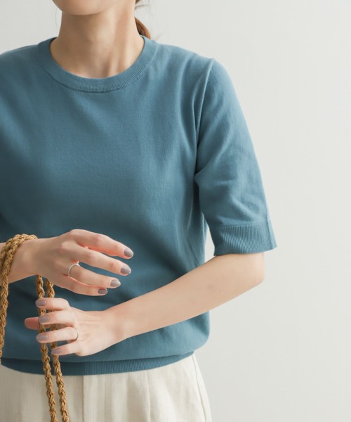 URBAN RESEARCH DOORS(アーバンリサーチドアーズ)の「ハイツイストコットンハーフスリーブKNIT(ニット/セーター・レディース・ブラック/グリーン/ブルー・MEDIUM)」の12枚目の写真