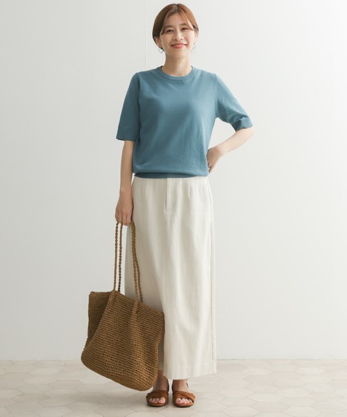 新品タグ付！アーバンリサーチドアーズ コットンハーフスリーブKNIT RED URBAN RESEARCH DOORS ニット セーター 「UR TECH ひや