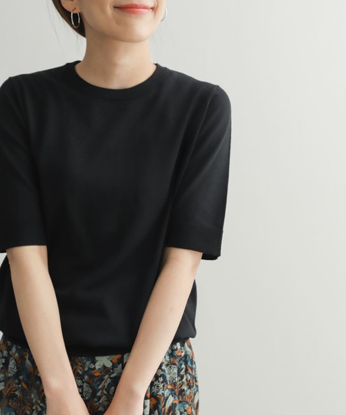 URBAN RESEARCH DOORS(アーバンリサーチドアーズ)の「ハイツイストコットンハーフスリーブKNIT(ニット/セーター・レディース・ブラック/グリーン/ブルー・MEDIUM)」の15枚目の写真