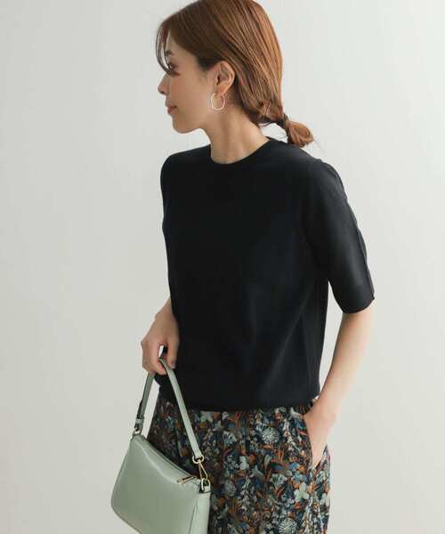 URBAN RESEARCH DOORS(アーバンリサーチドアーズ)の「ハイツイストコットンハーフスリーブKNIT(ニット/セーター・レディース・ブラック/グリーン/ブルー・MEDIUM)」の21枚目の写真