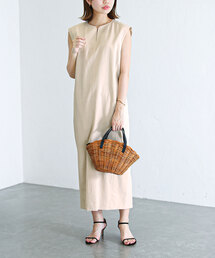 麻混ツイルコクーンワンピース