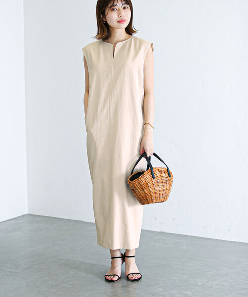 La TOTALITE（ラトータリテ）の「麻混ツイルコクーンワンピース（ワンピース・レディース・グリーン/ベージュ/ネイビー・FREE）」の17枚目の写真