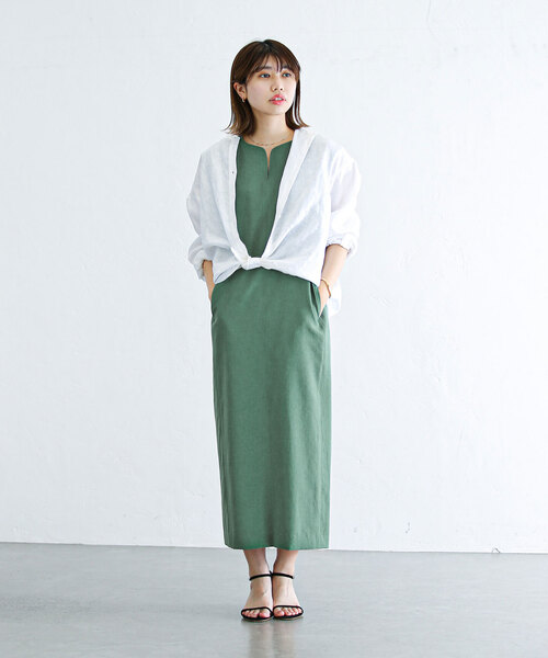 La TOTALITE（ラトータリテ）の「麻混ツイルコクーンワンピース（ワンピース・レディース・グリーン/ベージュ/ネイビー・FREE）」の21枚目の写真