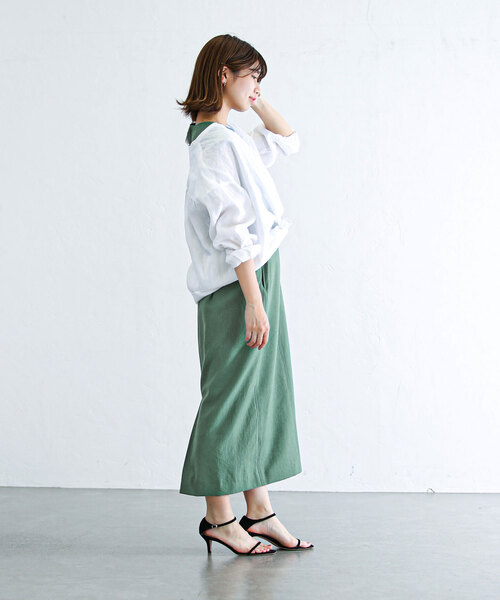 La TOTALITE（ラトータリテ）の「麻混ツイルコクーンワンピース（ワンピース・レディース・グリーン/ベージュ/ネイビー・FREE）」の14枚目の写真